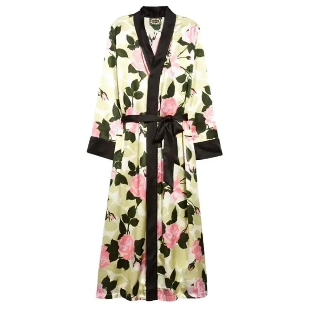 Richard Quinn Floral Print Silk Robe Women’s **missing Waist Belt**  Colorful